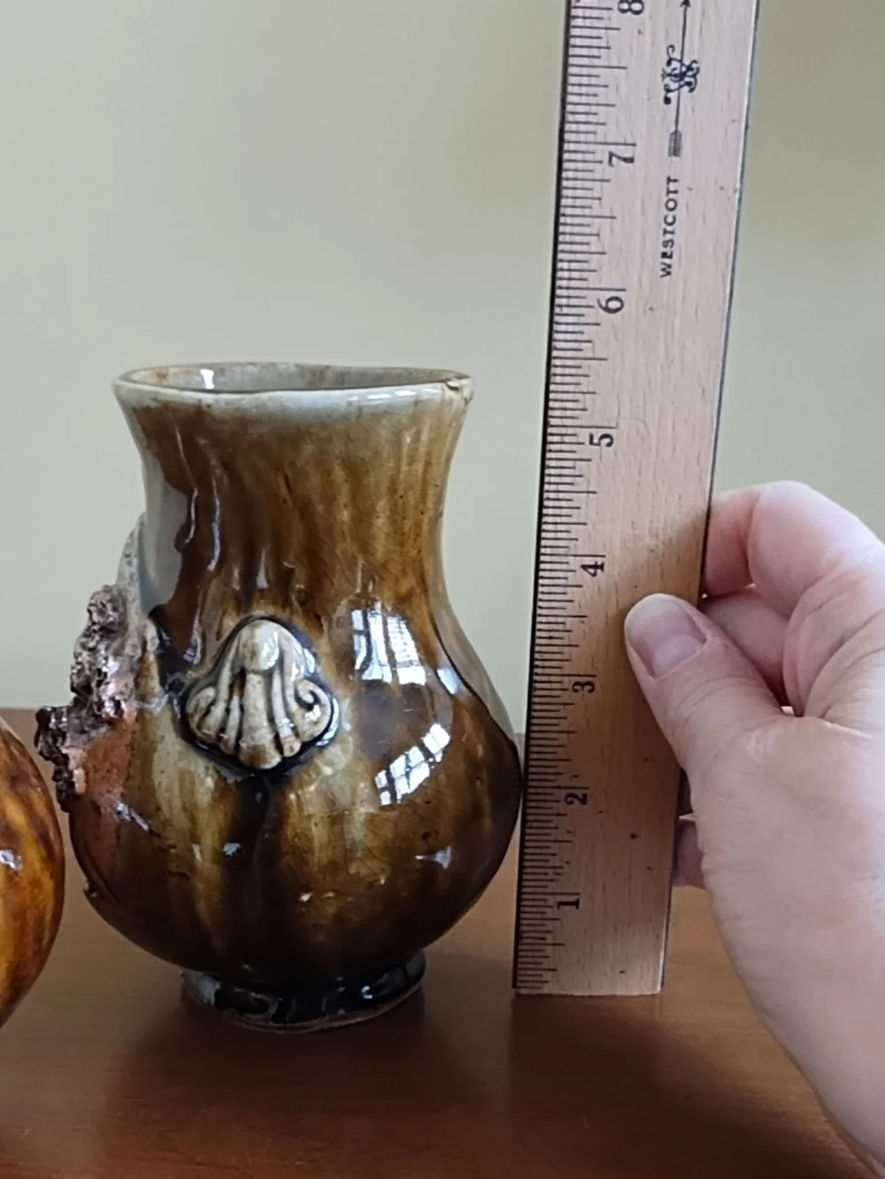 Vintage Japanese Banko Ware Ceramic Vases Torii Gate Mountain Pair 5.5
